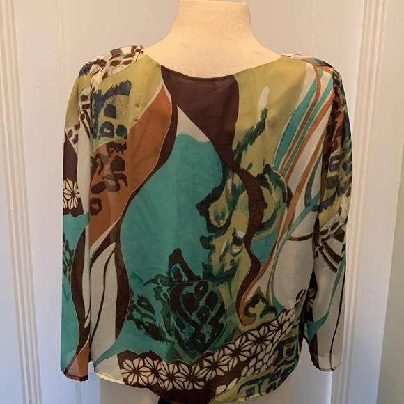 Sere Nade Abstract Print 2 Piece Top Set- Tank & Topper Cardigan Large - Picture 6 of 12
